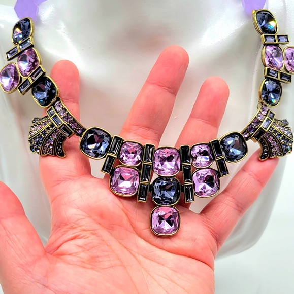 Heidi Daus Cushion Cut Tanzanite Swarovski Crystal Statement Collar Necklace - Picture 5 of 12